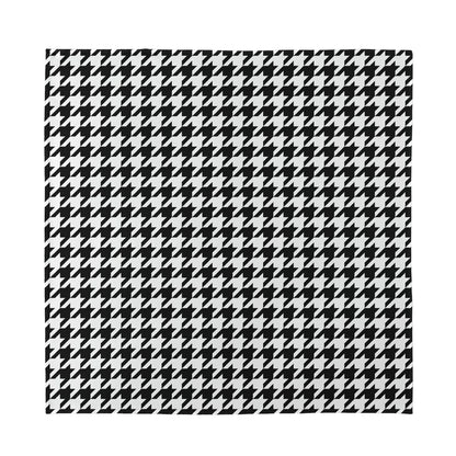 Black And White Houndstooth Print Silk Bandana