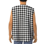 Black And White Houndstooth Print Sleeveless Baseball Jersey