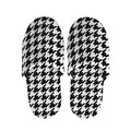 Black And White Houndstooth Print Slippers