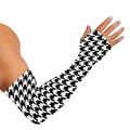 Black And White Houndstooth Print Sun Protection Arm Sleeves