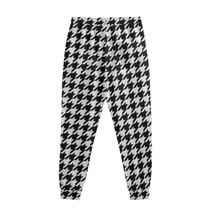 Black And White Houndstooth Print Sweatpants