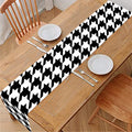 Black And White Houndstooth Print Table Runner