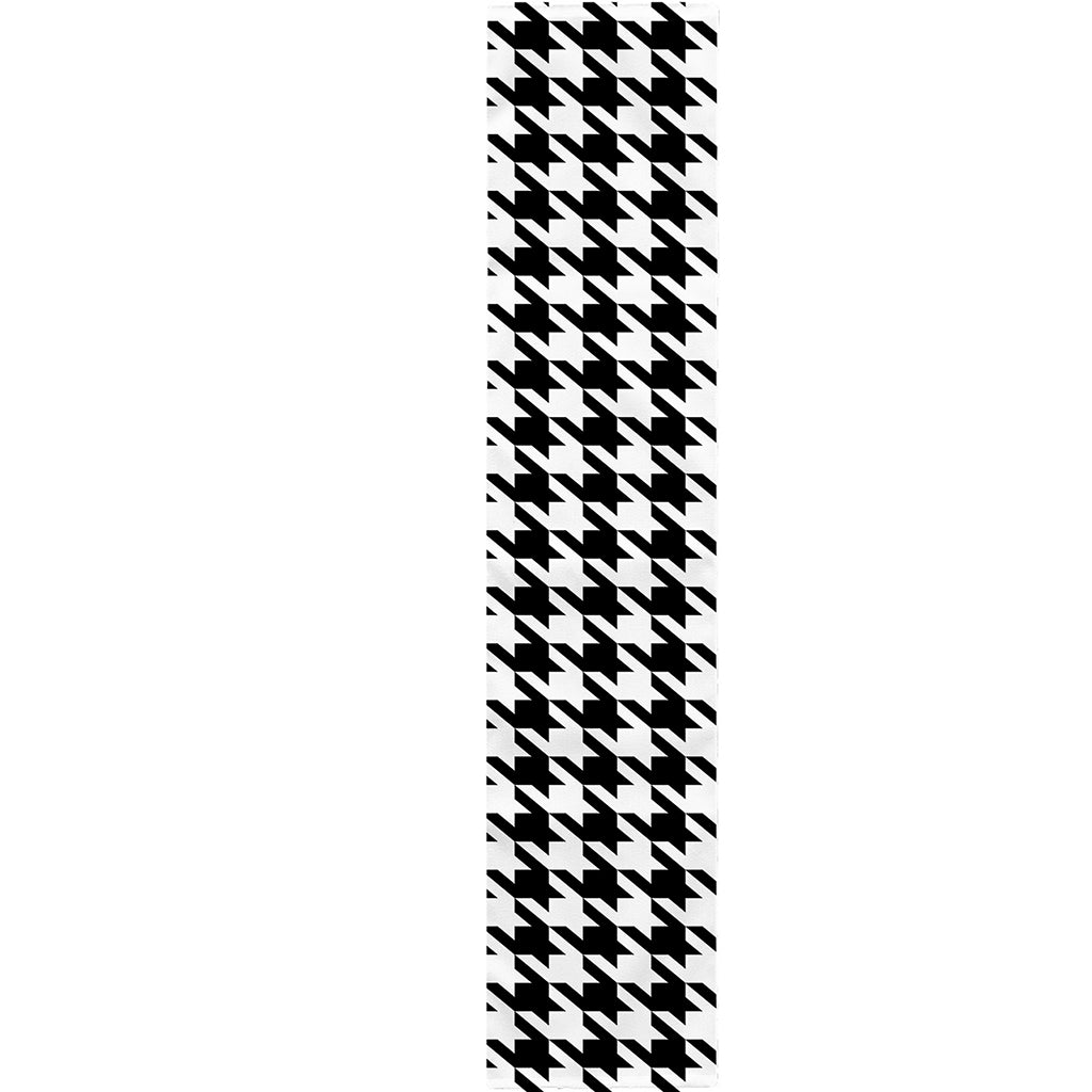 Black And White Houndstooth Print Table Runner