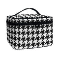 Black And White Houndstooth Print Travel Makeup Bag