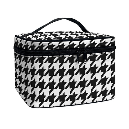 Black And White Houndstooth Print Travel Makeup Bag