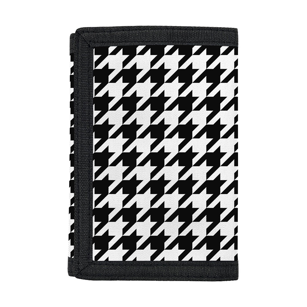 Black And White Houndstooth Print Trifold Wallet