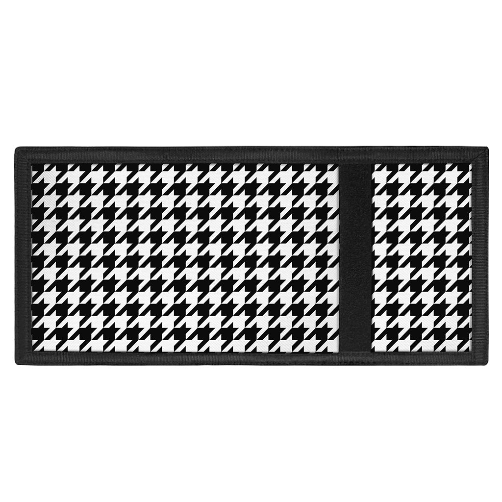 Black And White Houndstooth Print Trifold Wallet