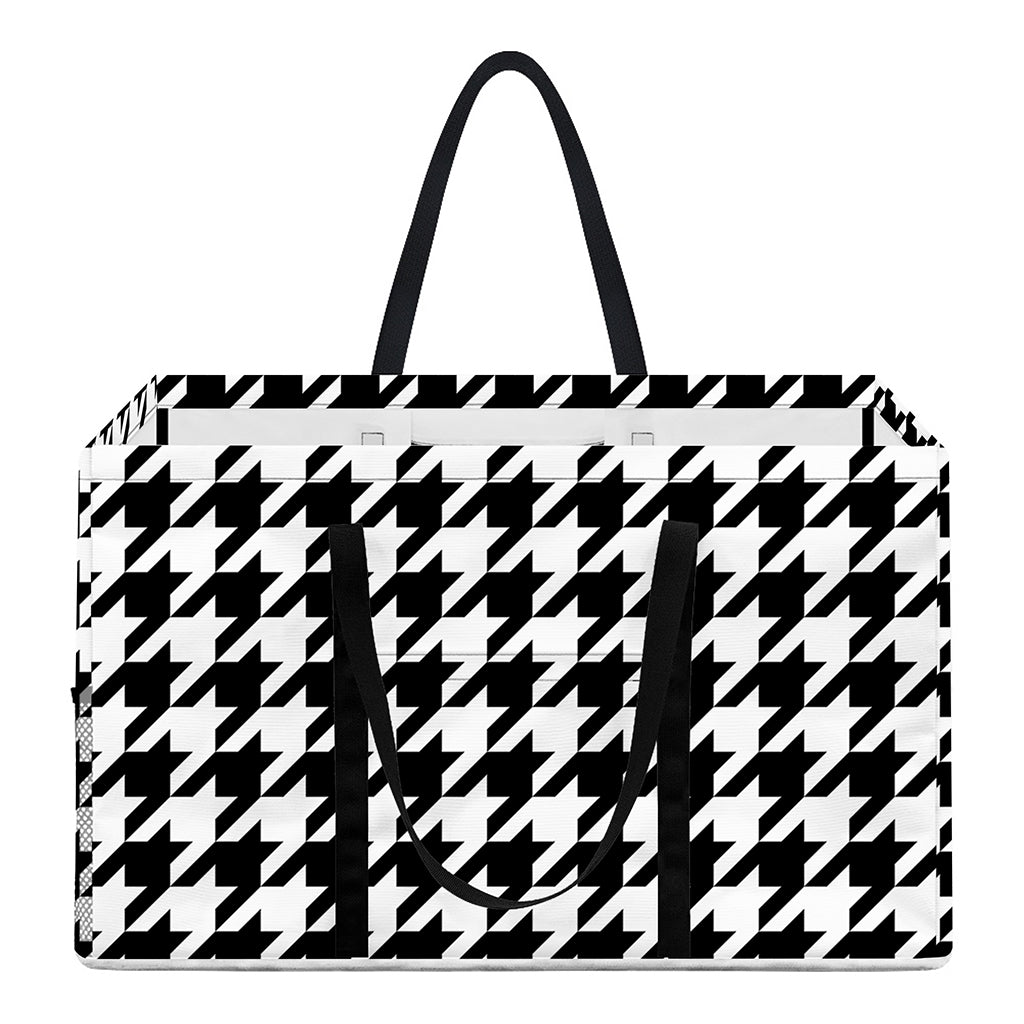 Black And White Houndstooth Print Utility Tote Bag