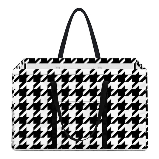 Black And White Houndstooth Print Utility Tote Bag