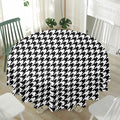 Black And White Houndstooth Print Waterproof Round Tablecloth