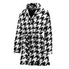 Black And White Houndstooth Print Women's Bathrobe