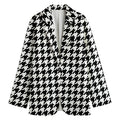 Black And White Houndstooth Print Women's Blazer