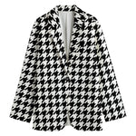 Black And White Houndstooth Print Women's Blazer