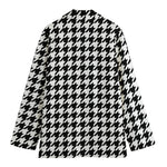Black And White Houndstooth Print Women's Blazer