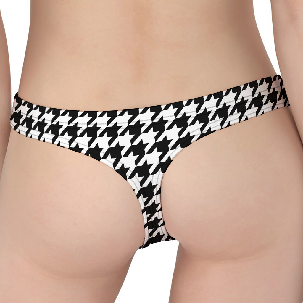 Black And White Houndstooth Print Women's Thong