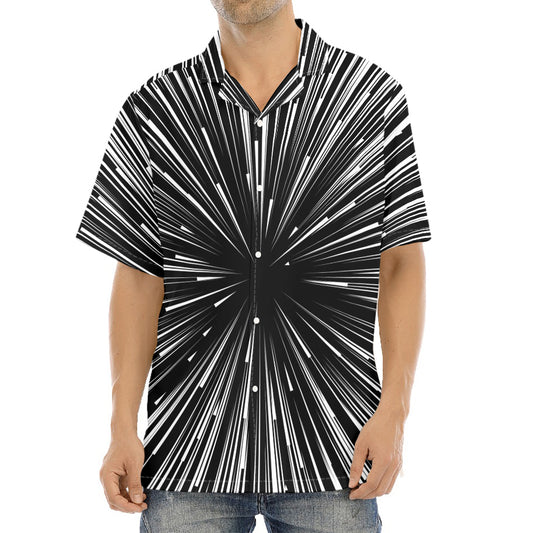 Black And White Hyperspace Print Aloha Shirt