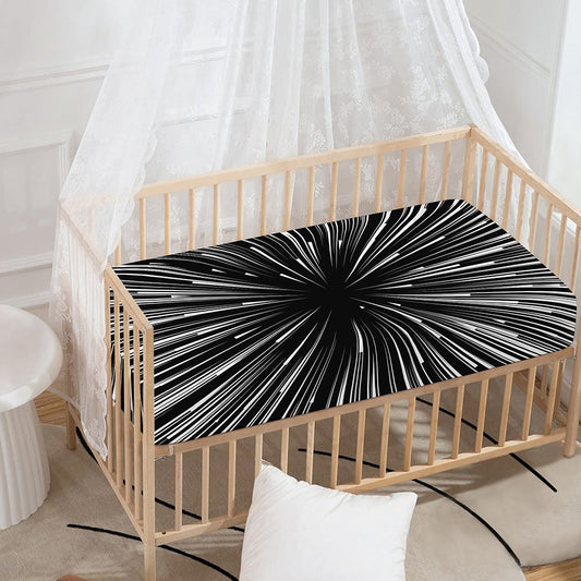 Black And White Hyperspace Print Baby Crib Sheet