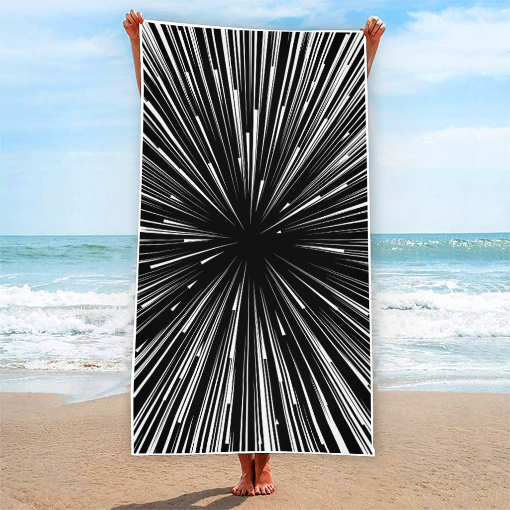 Black And White Hyperspace Print Beach Towel