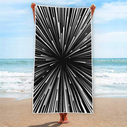 Black And White Hyperspace Print Beach Towel