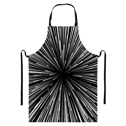 Black And White Hyperspace Print Bib Apron With Pocket