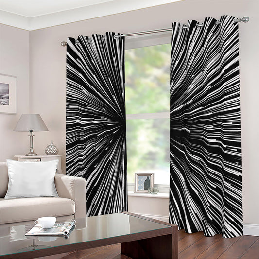 Black And White Hyperspace Print Blackout Grommet Curtains