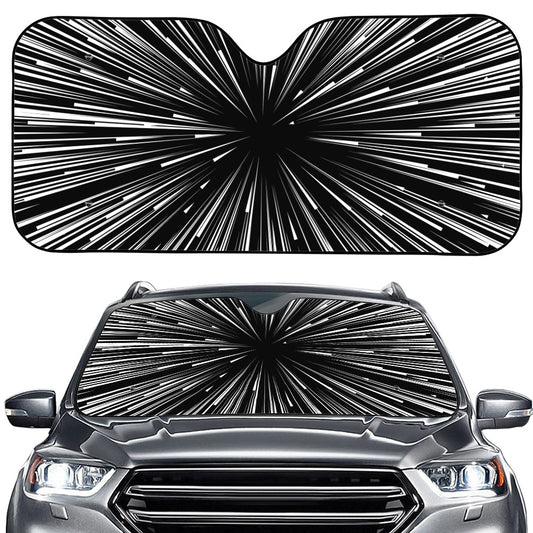 Black And White Hyperspace Print Car Windshield Sun Shade