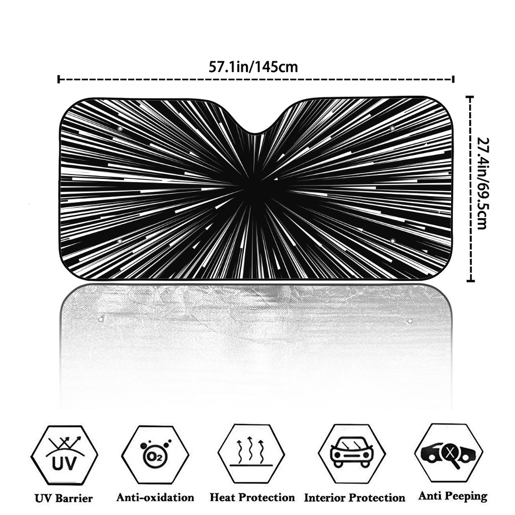 Black And White Hyperspace Print Car Windshield Sun Shade
