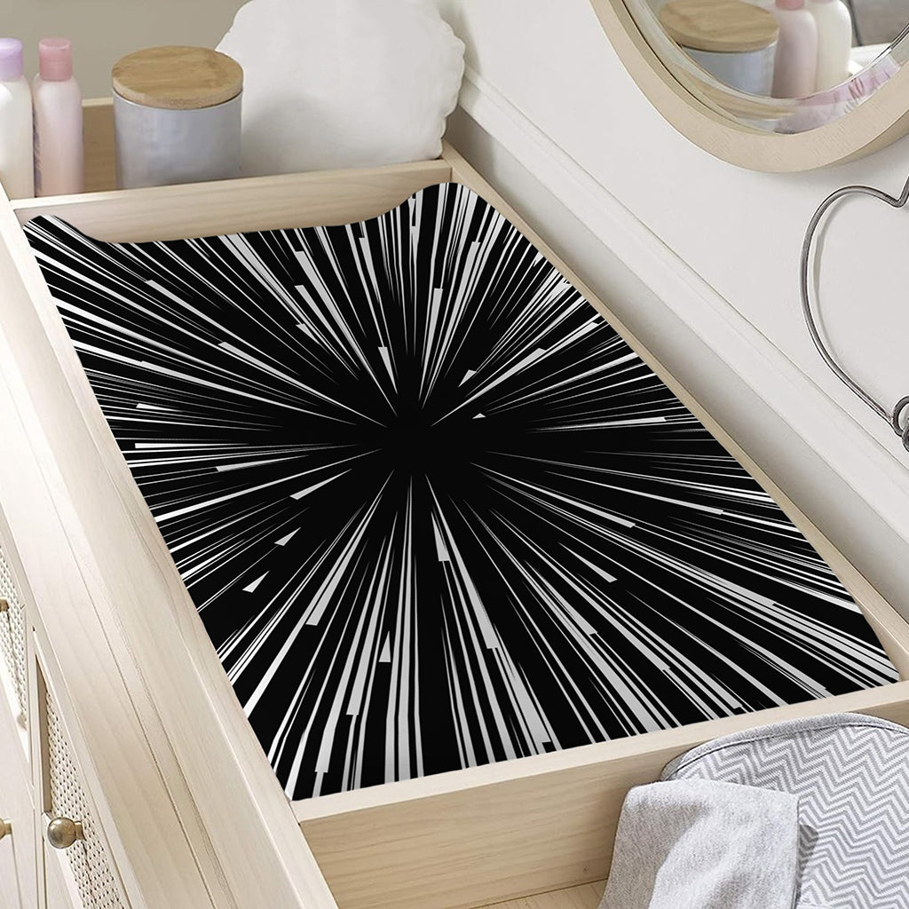 Black And White Hyperspace Print Changing Pad Cover