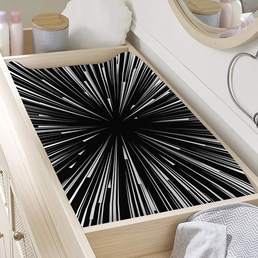 Black And White Hyperspace Print Changing Pad Cover
