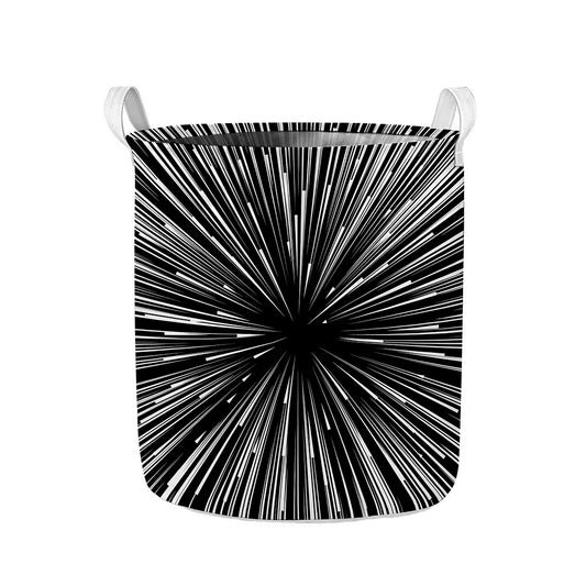 Black And White Hyperspace Print Collapsible Laundry Basket