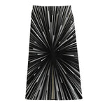 Black And White Hyperspace Print Cotton Front Slit Maxi Skirt