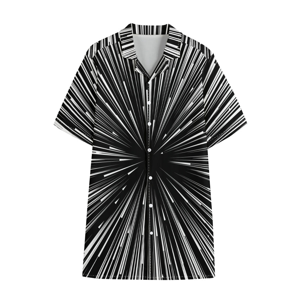 Black And White Hyperspace Print Cotton Hawaiian Shirt