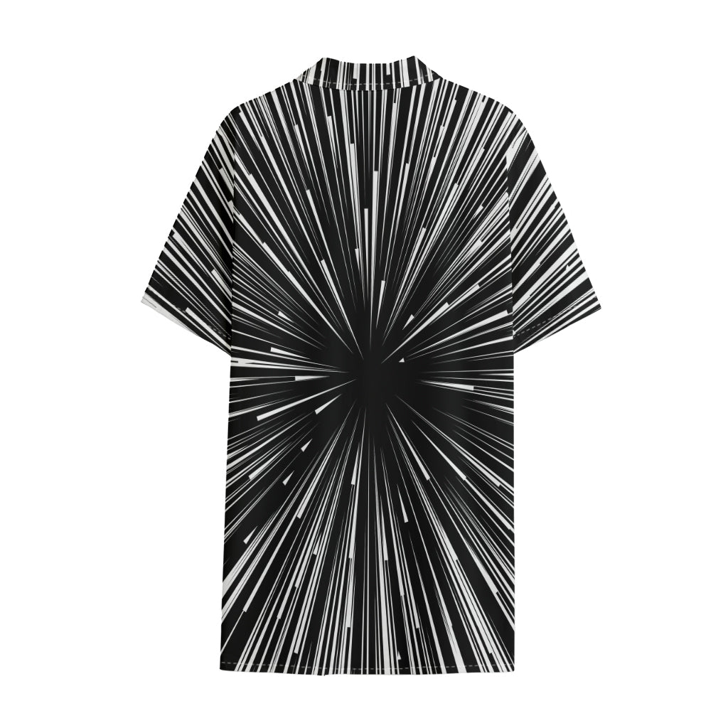 Black And White Hyperspace Print Cotton Hawaiian Shirt