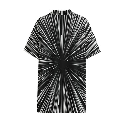 Black And White Hyperspace Print Cotton Hawaiian Shirt