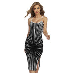 Black And White Hyperspace Print Cross Back Cami Dress
