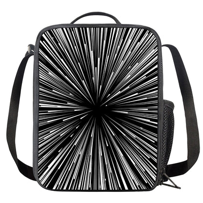 Black And White Hyperspace Print Crossbody Lunch Bag