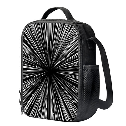 Black And White Hyperspace Print Crossbody Lunch Bag