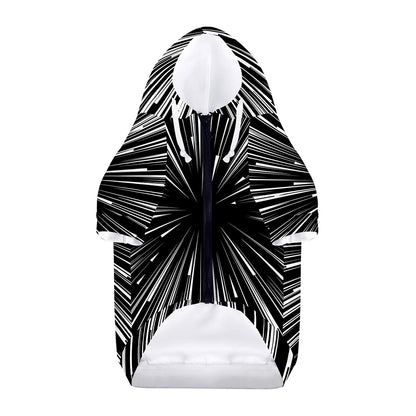 Black And White Hyperspace Print Dog Zip Up Hoodie