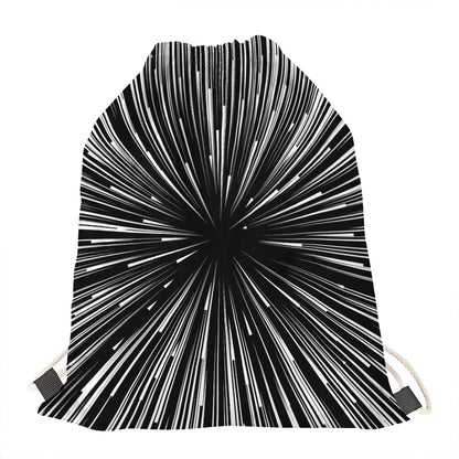 Black And White Hyperspace Print Drawstring Bag