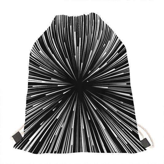 Black And White Hyperspace Print Drawstring Bag