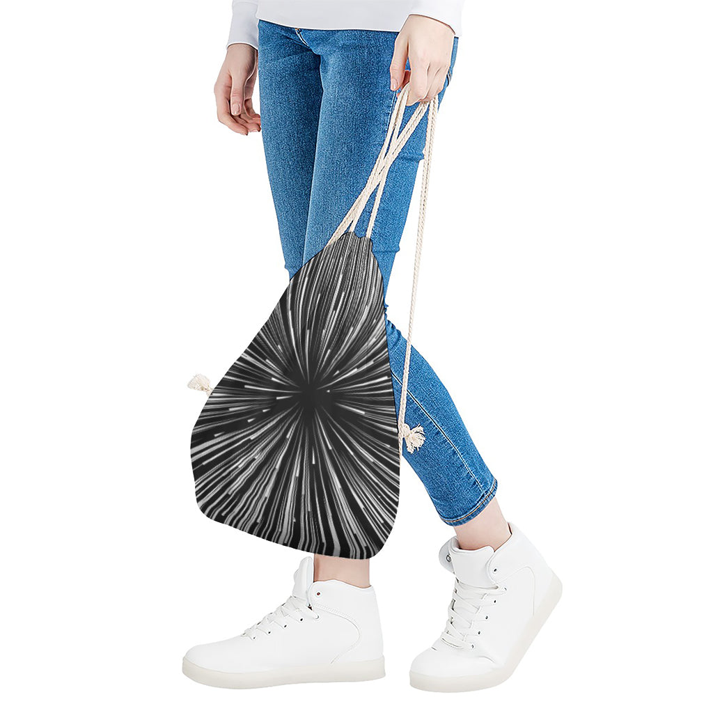Black And White Hyperspace Print Drawstring Bag
