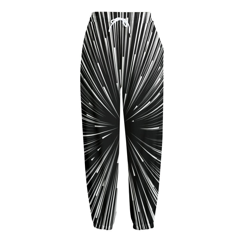 Black And White Hyperspace Print Fleece Lined Knit Pants