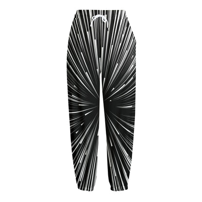 Black And White Hyperspace Print Fleece Lined Knit Pants