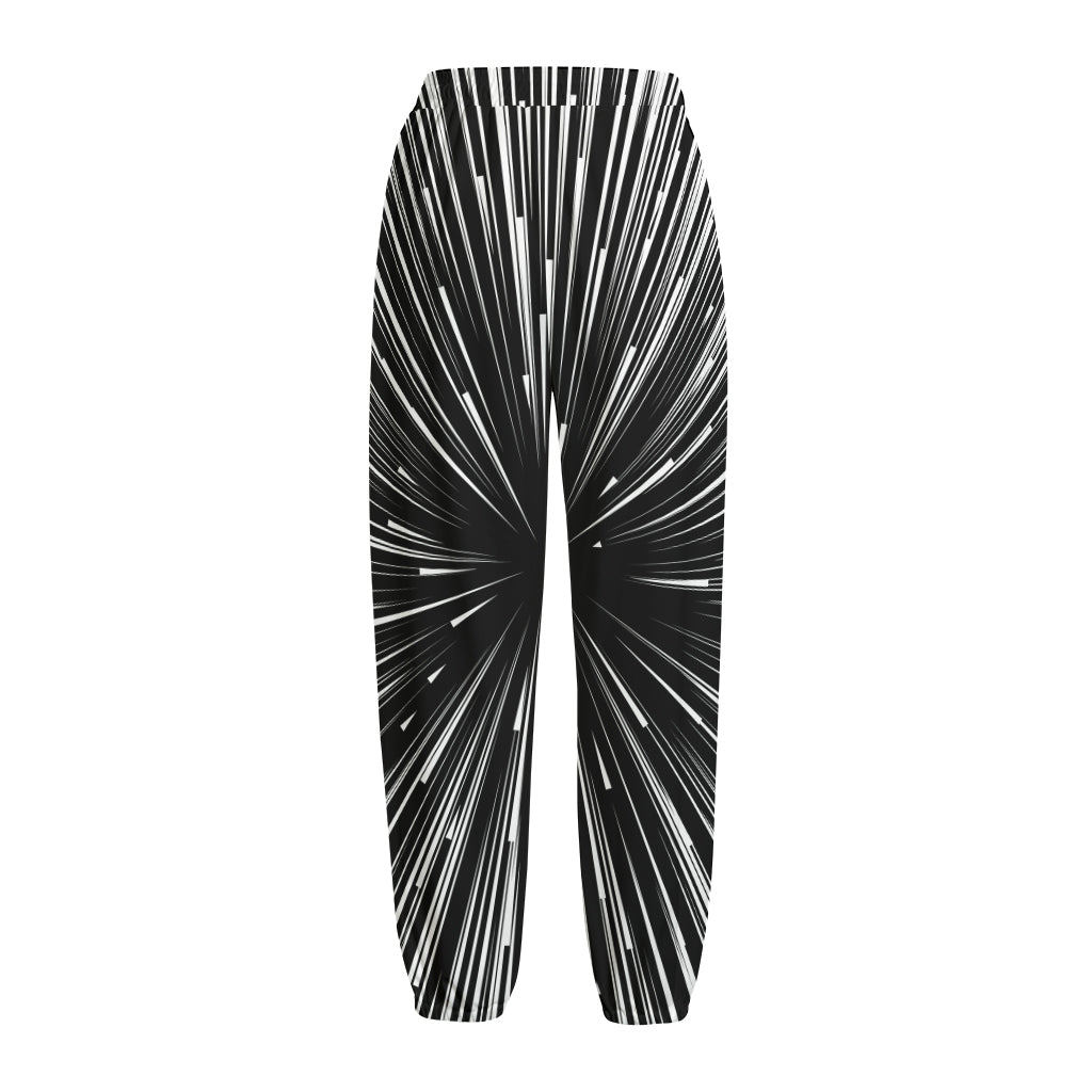 Black And White Hyperspace Print Fleece Lined Knit Pants