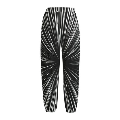 Black And White Hyperspace Print Fleece Lined Knit Pants