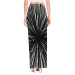 Black And White Hyperspace Print High Slit Maxi Skirt