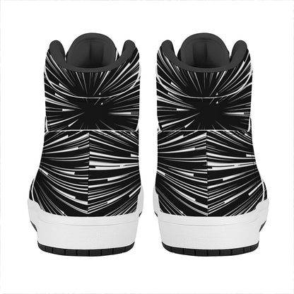 Black And White Hyperspace Print High Top Leather Sneakers
