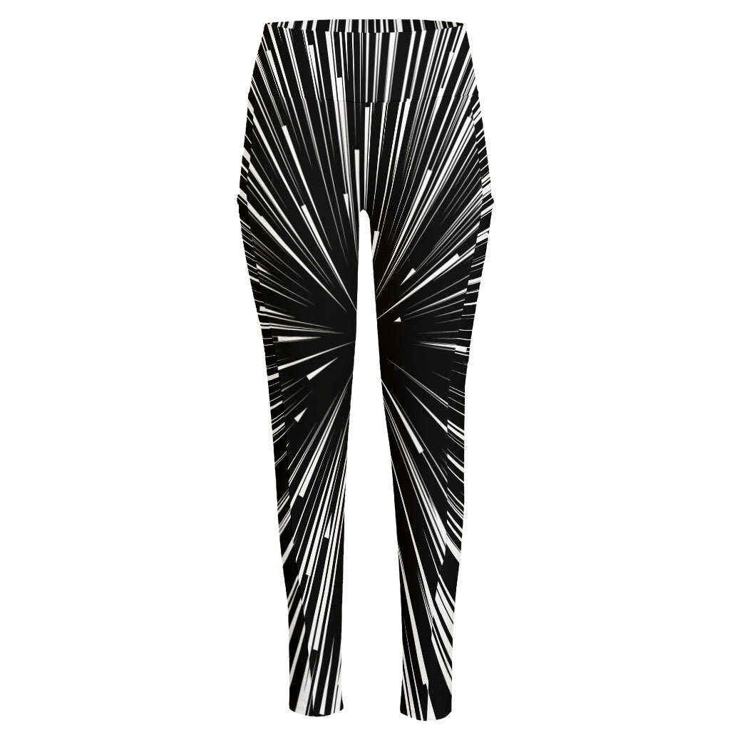Black And White Hyperspace Print High-Waisted Pocket Leggings
