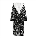 Black And White Hyperspace Print Hooded Bathrobe