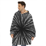 Black And White Hyperspace Print Hoodie Blanket